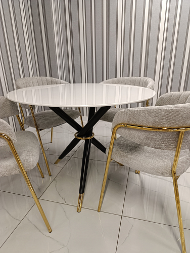 Стеклянный стол Rock 100х75 white / black из шоурума 4